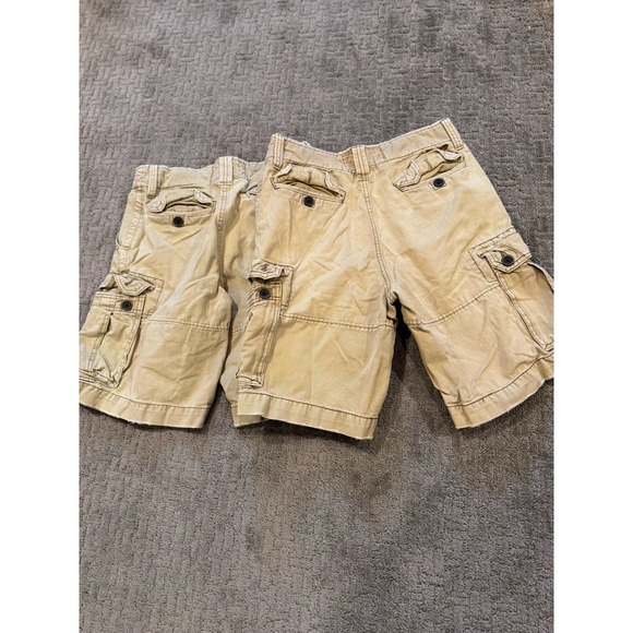 Abercrombie Fitch Cargo Shorts Sz  30‎ Khaki Distress Vintage Heavy Y2K 2pair (H - Picture 2 of 6